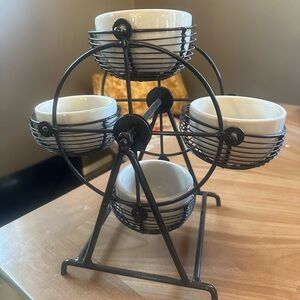 Rotating Ferris Wheel Dip server with Ceramic Bowls
